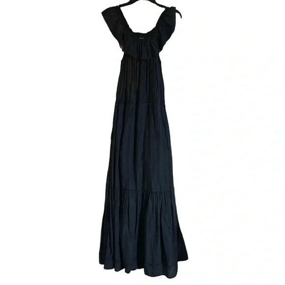 Ulla Johnson Barney’s Navy Blue Off the Shoulder Smocked Eyelet Maxi Dress Sz 0 - Picture 3 of 11
